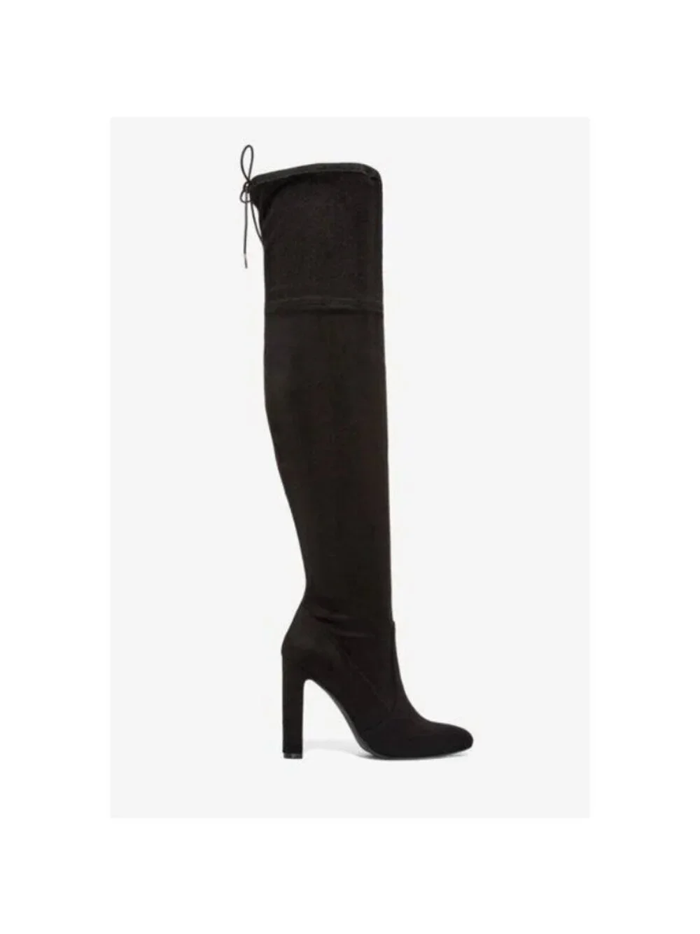 NIB Black Over The Knee Faux Suede Almond Toe Block Heel Boots 10 | Whimsigoth